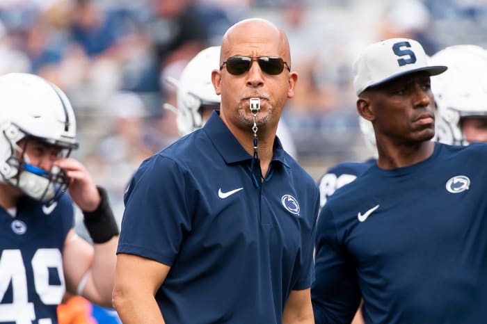 Penn State coach James Franklin on the sideline at Beaver Stadium against Delaware.